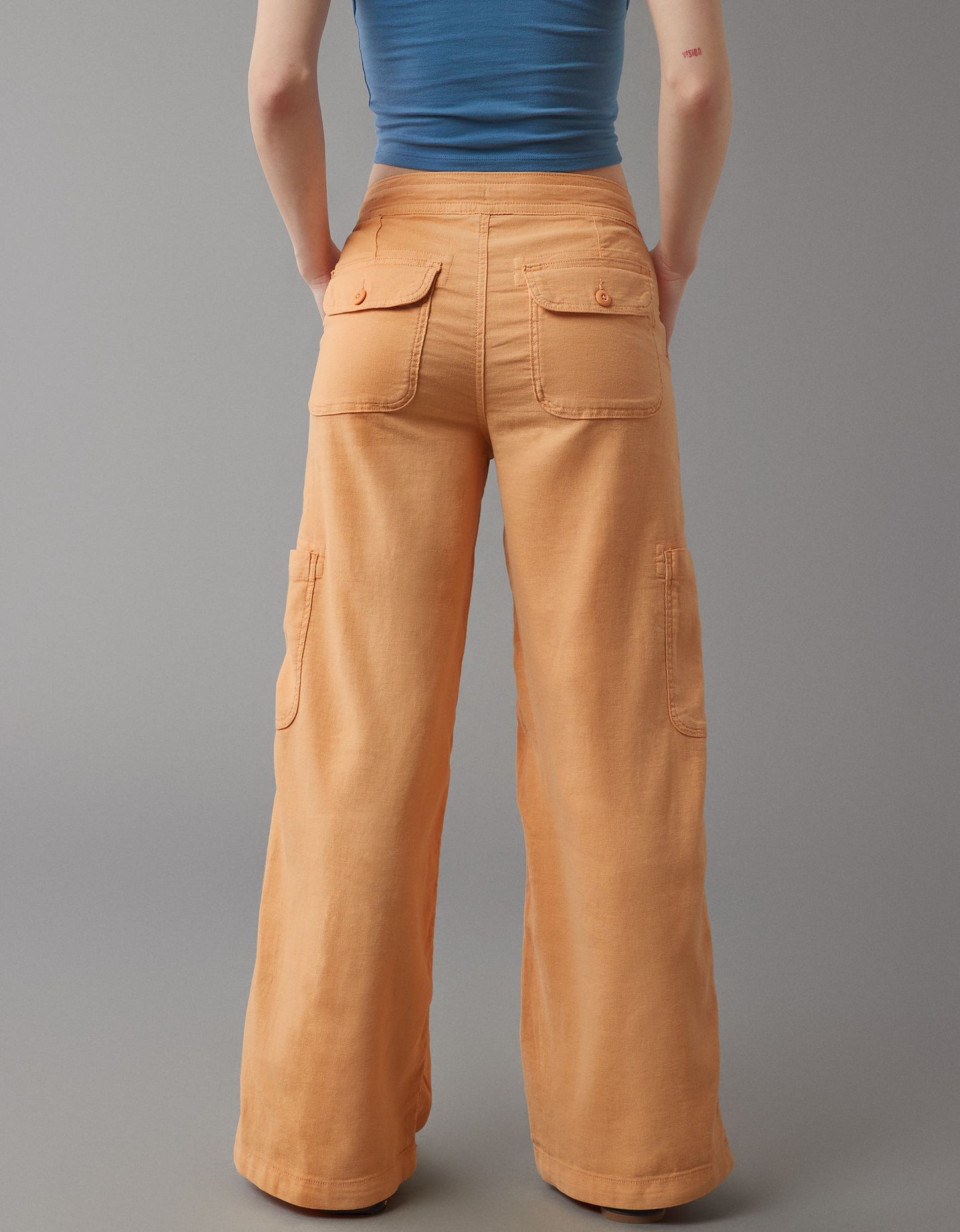 Naotstore - Linen-Blend Wide-Leg Cargo Pant
