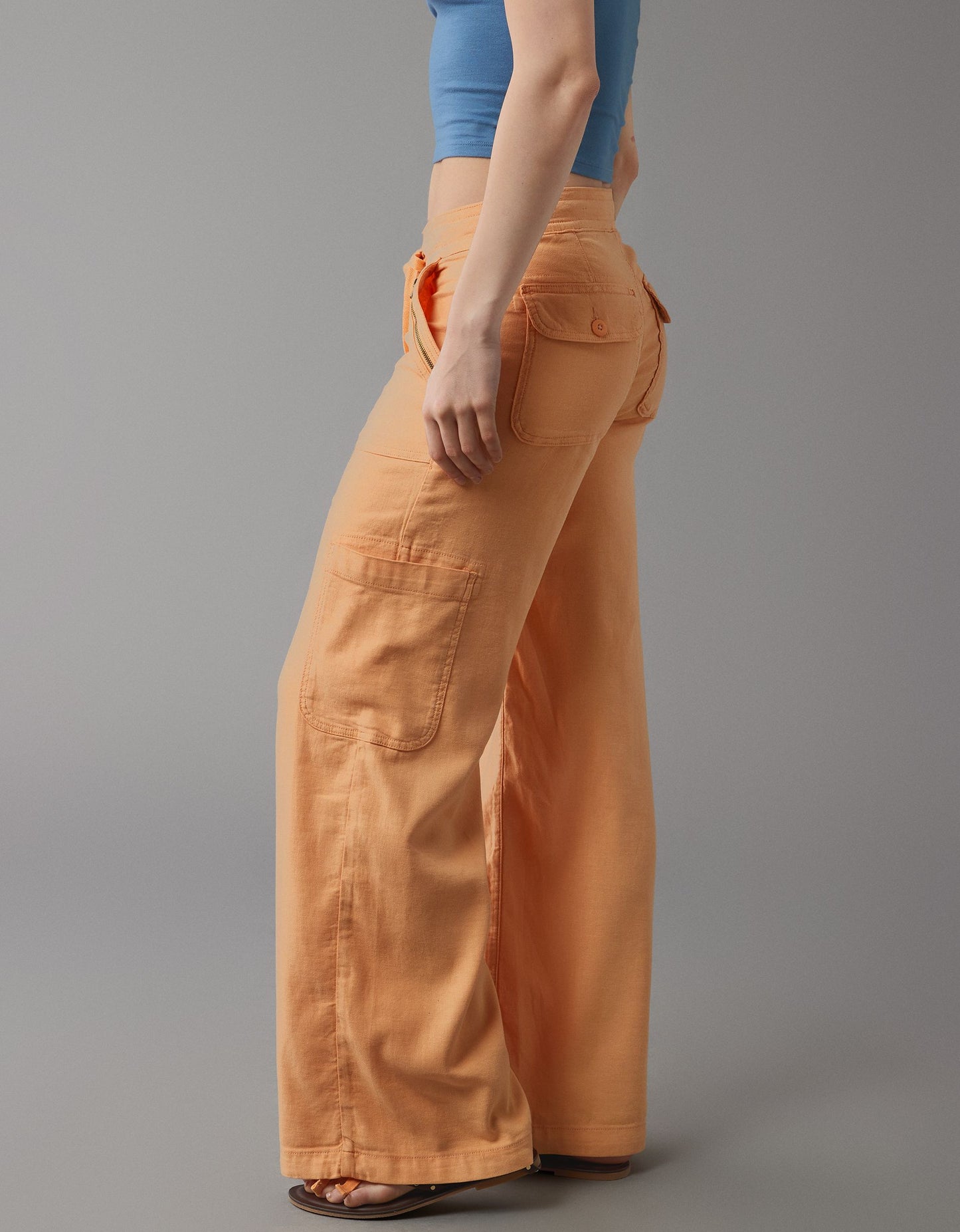 Naotstore - Linen-Blend Wide-Leg Cargo Pant
