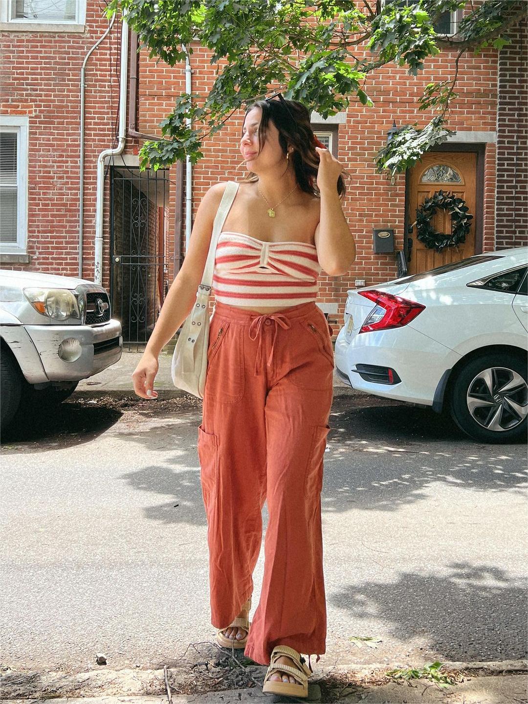 Naotstore - Linen-Blend Wide-Leg Cargo Pant