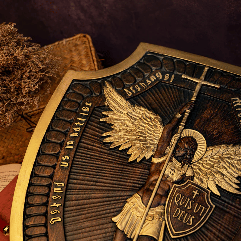 Naotstore - Shield Archangel Michael solid wood carving gift