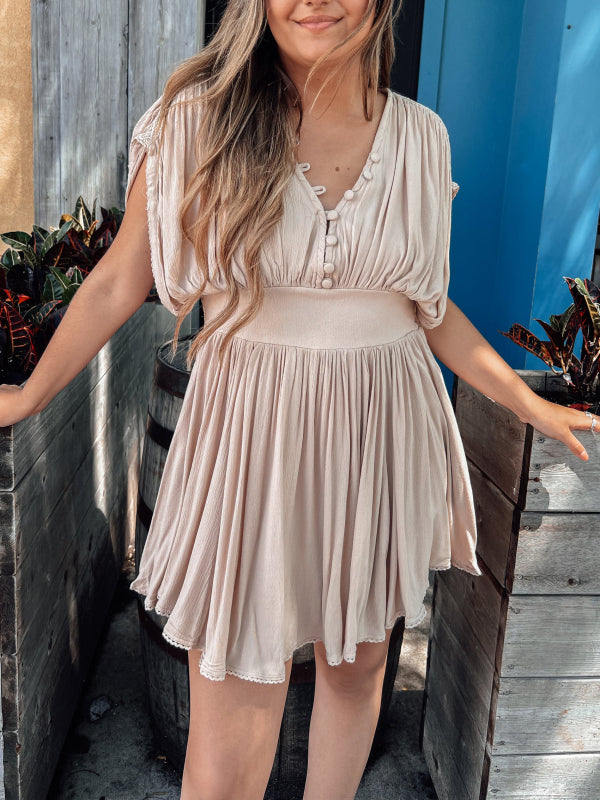 ✨This week's special price is $37.99💗Folds Button Elegant Casual Mini Dress