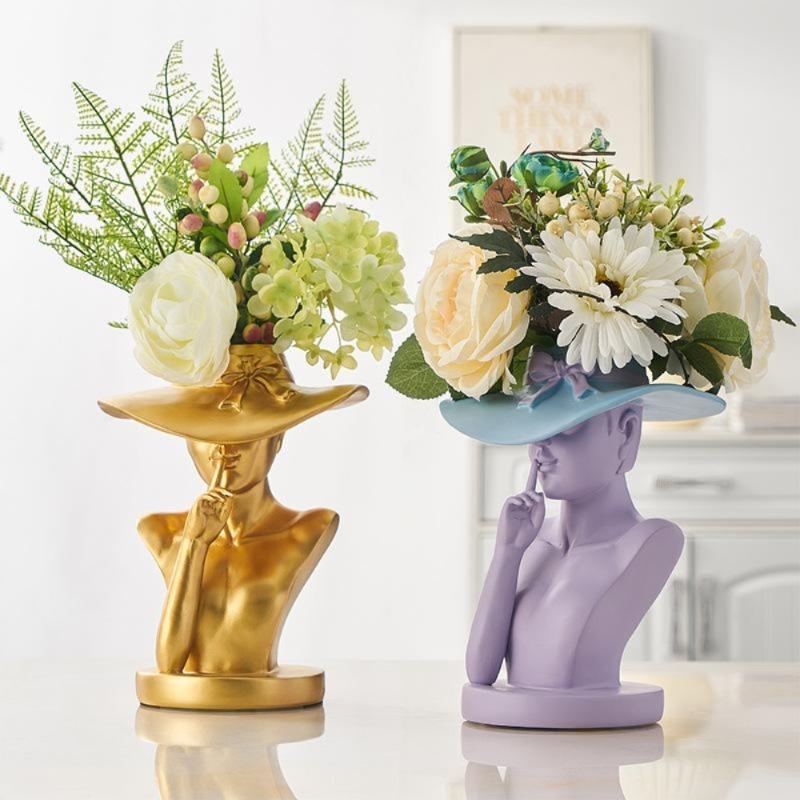 Naotstore - Modern Girl Statue Flower Vase