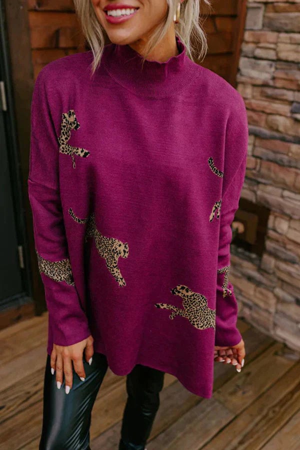 Naotstore - Casual retro tiger and leopard print long-sleeved top