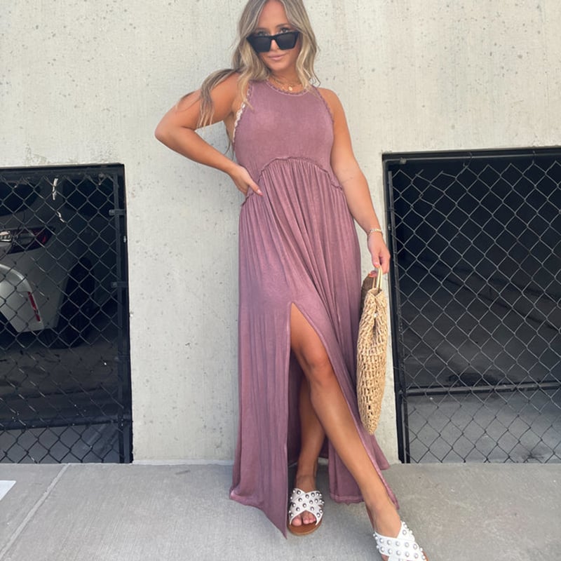✨This week's special price is $16.99💗Slit Casual Simple Loose Maxi Long Dress