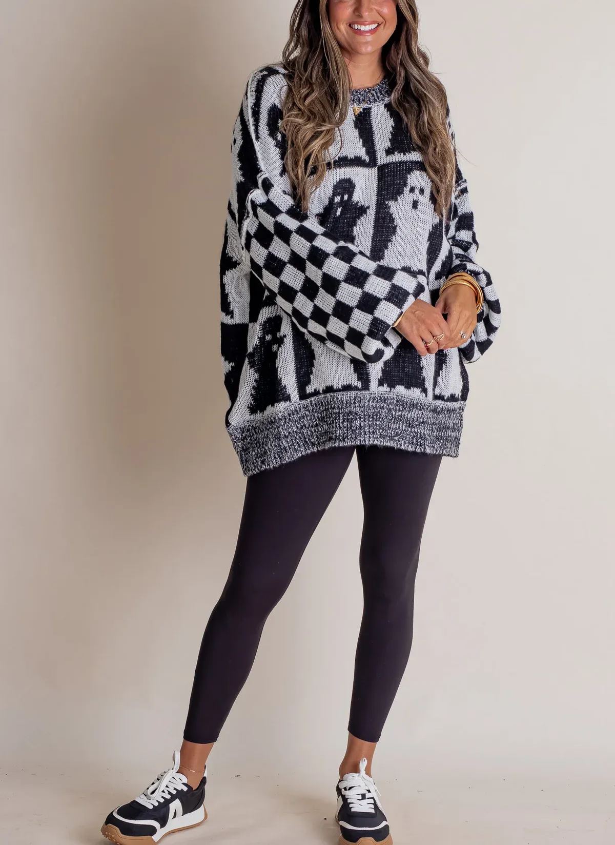 Naotstore - Women's Halloween Checkered Sweater
