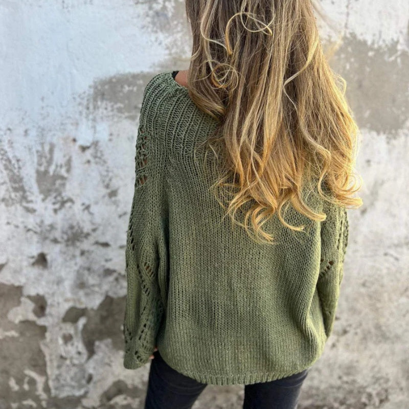 🔥This month's best-selling products💕Hollow-out Knitted Round Neck Sweater - naotstore