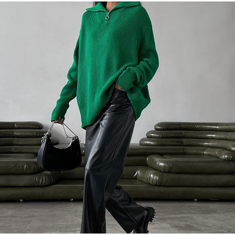 Naotstore - Zip-up Lapel Sweater