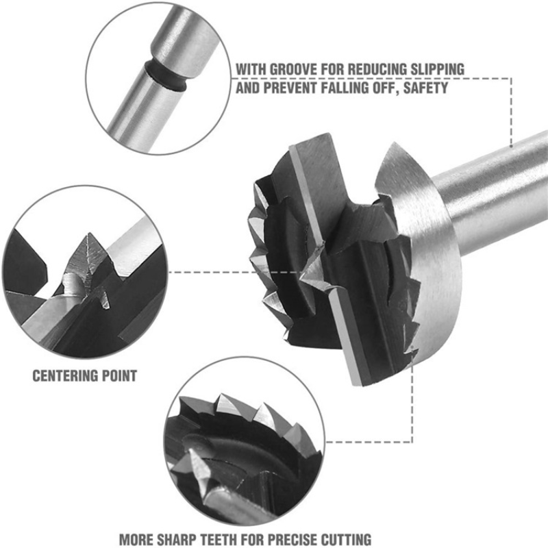 Naotstore - Bit Set with Round Shank for Wood