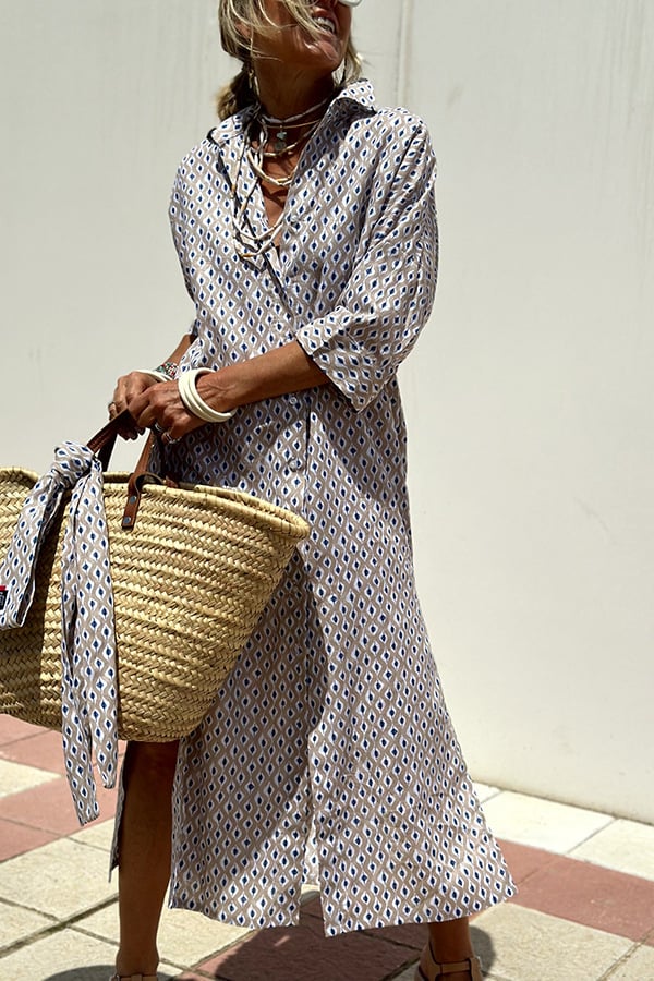 Naotstore - Classic Striped Lace-Up Shirt Dress