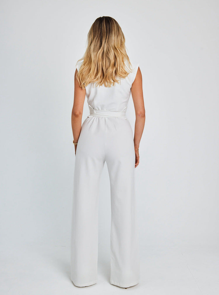 Naotstore - Women's Sleeveless Wide-Leg Jumpsuit