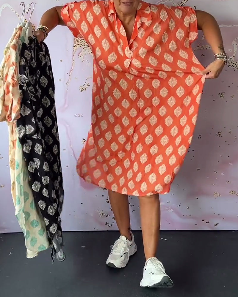🎉🔥LAST DAY 51% OFF🔥Loose lapel printed shirt dress