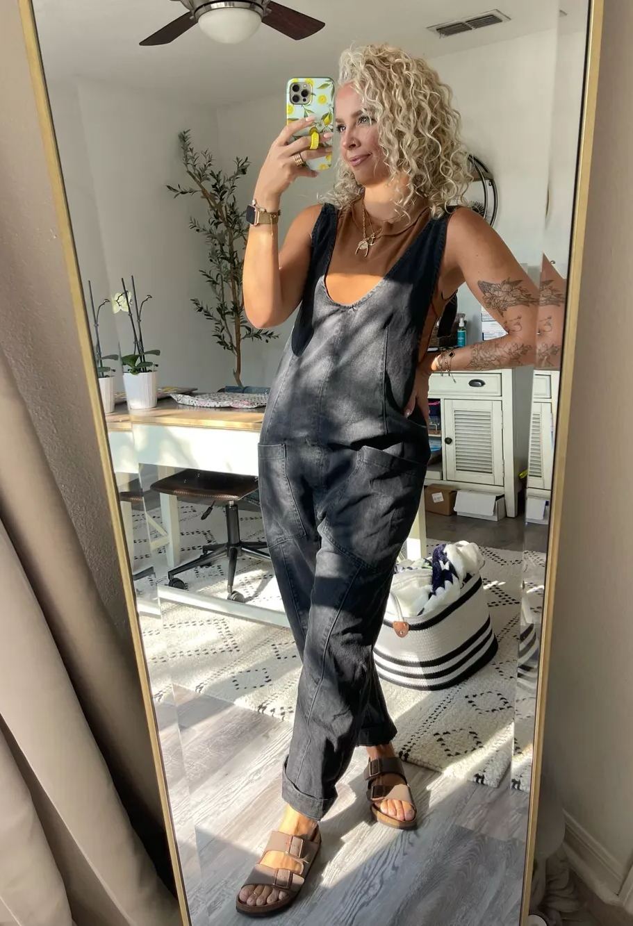 Naotstore - Denim Jumpsuit With Pockets