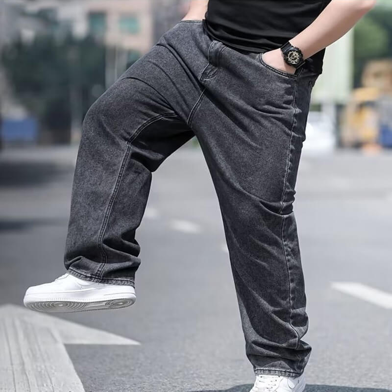 Naotstore - Loose Fitting Straight Leg Jeans For Man