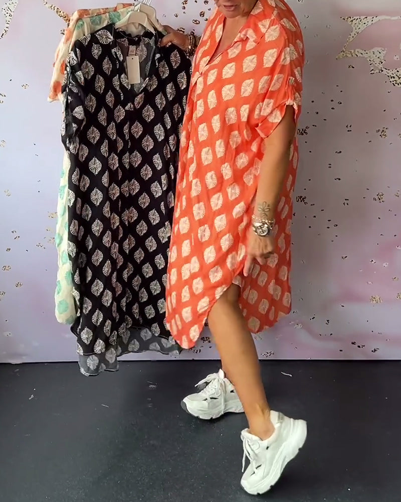 🎉🔥LAST DAY 51% OFF🔥Loose lapel printed shirt dress