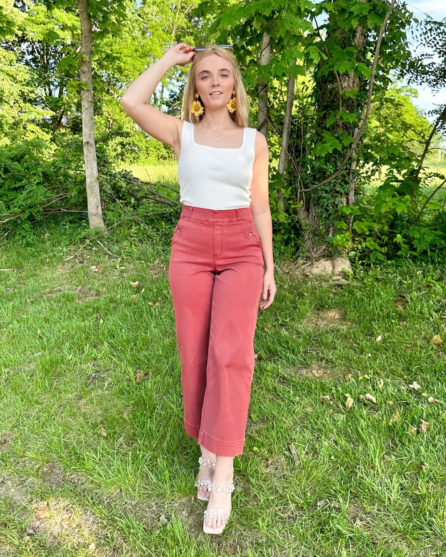 đLast day! đ„Special sale -Tummy Control Twill Cropped Wide Leg Pant - naotstore