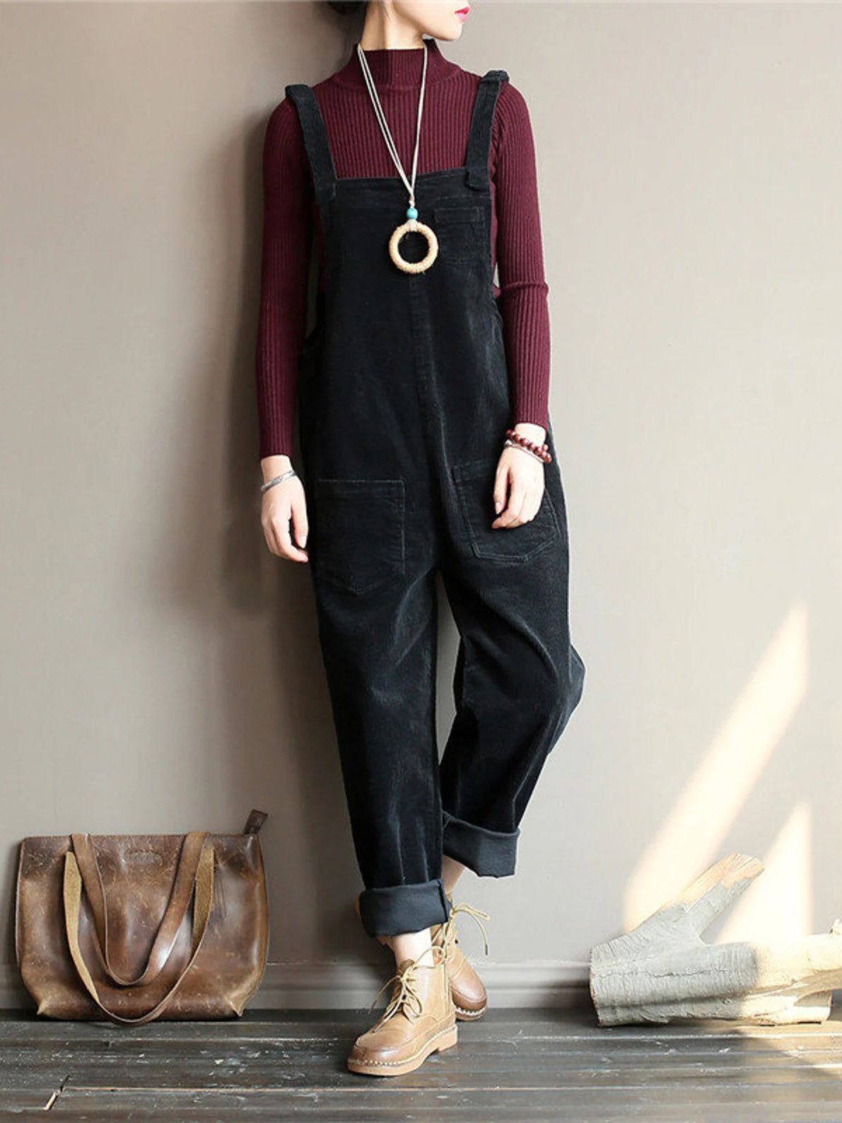 Naotstore - Wide Leg Corduroy Overalls
