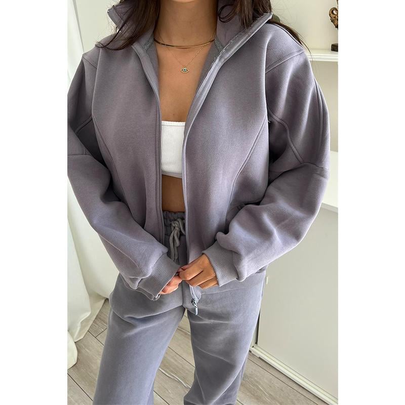 Naotstore - Triple Threaded High-Neck Casual Sportswear 2-piece set