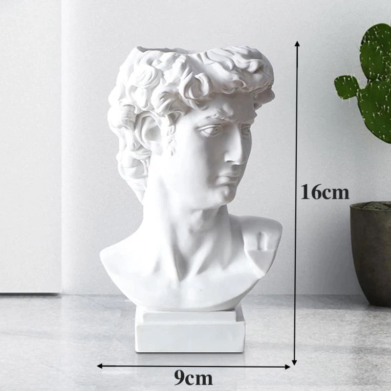 Naotstore - High Renaissance Vase David Flower Portrait Resin Vases Art David Statue Makeup Brush