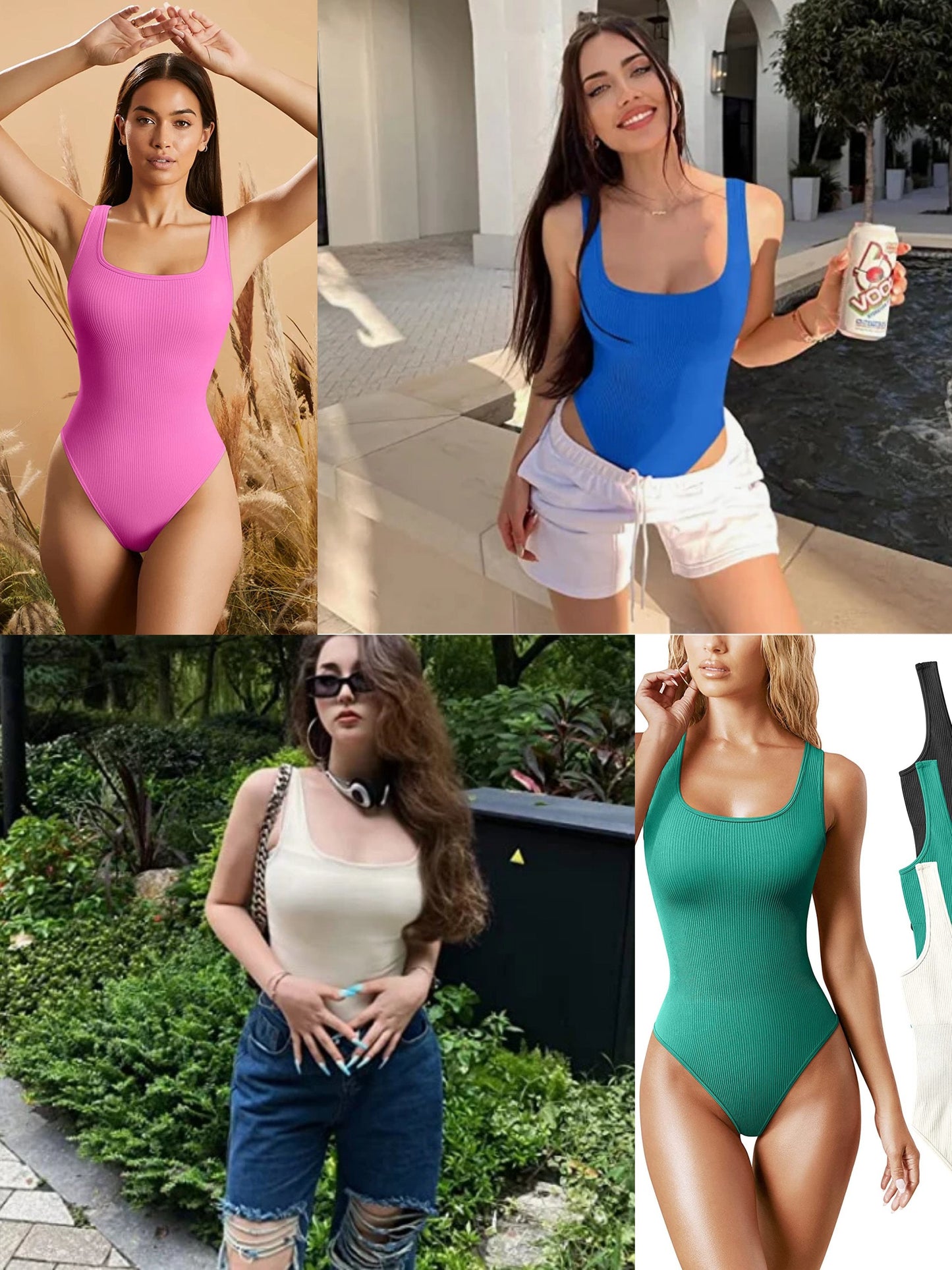 Naotstore - U-neck sleeveless tank top bodysuits