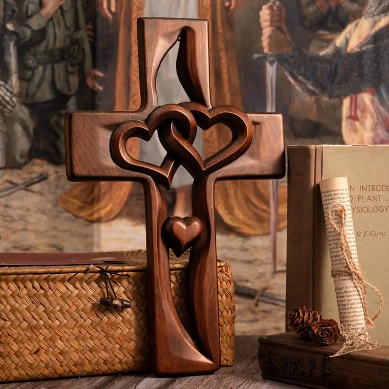 Naotstore - ✝️Intertwined Heart Wooden Cross(6.3*9.8 in)