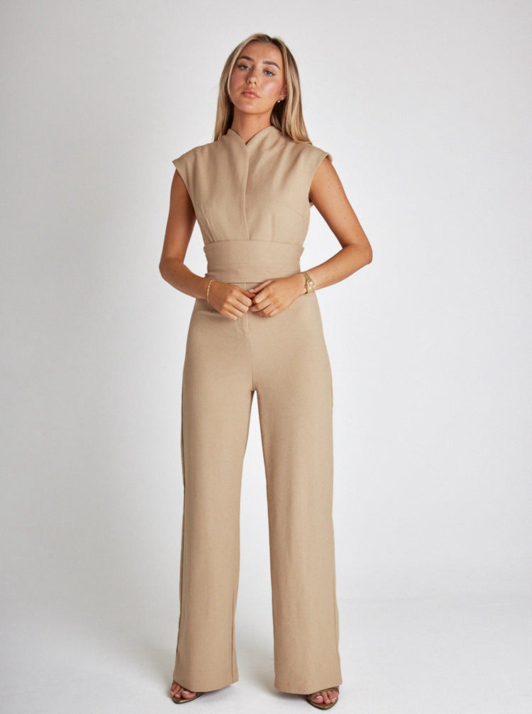 Naotstore - Women's Sleeveless Wide-Leg Jumpsuit
