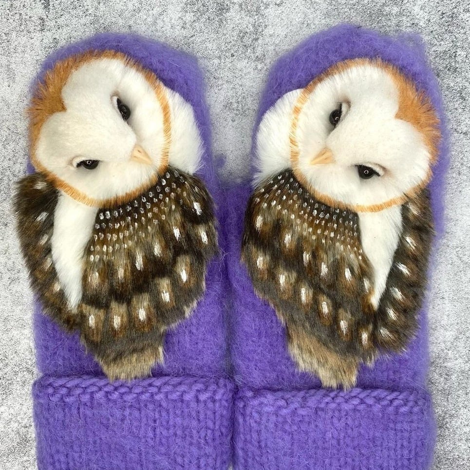 Naotstore - Hand Knitted Wool Nordic Mittens with Owls