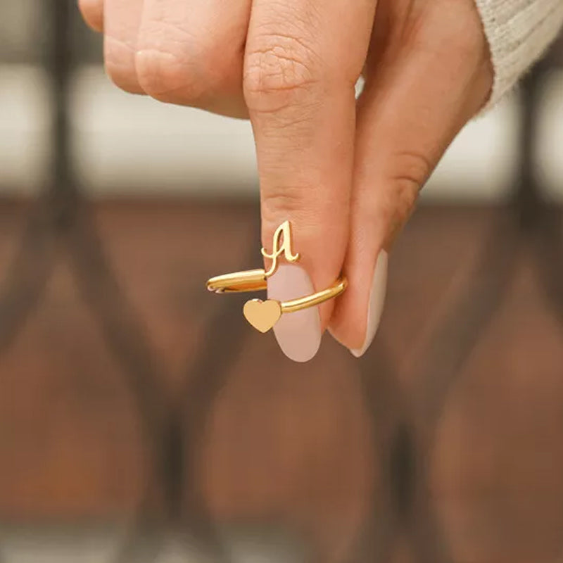 Dainty Initial Heart Ring - naotstore