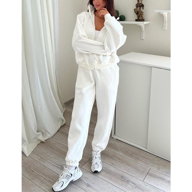 Naotstore - Triple Threaded High-Neck Casual Sportswear 2-piece set