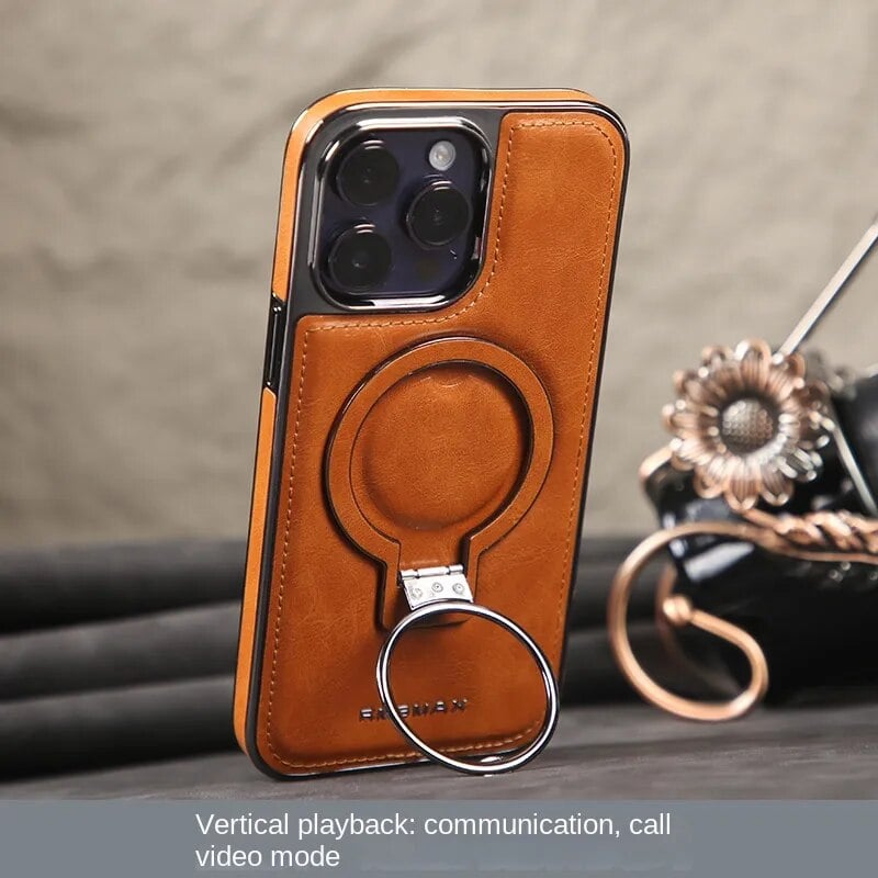 Naotstore - Luxury Leather Invisible Stand iPhone Case