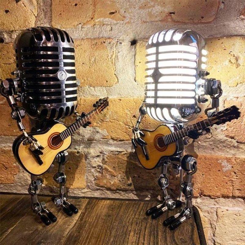 Naotstore - Vintage Metal Microphone Guitar Robot Desk Lamp