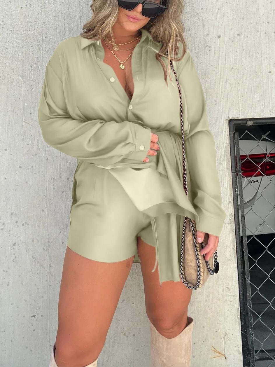 💥Hottest items this month - Versatile must-have women's solid color long-sleeved shirt set - naotstore