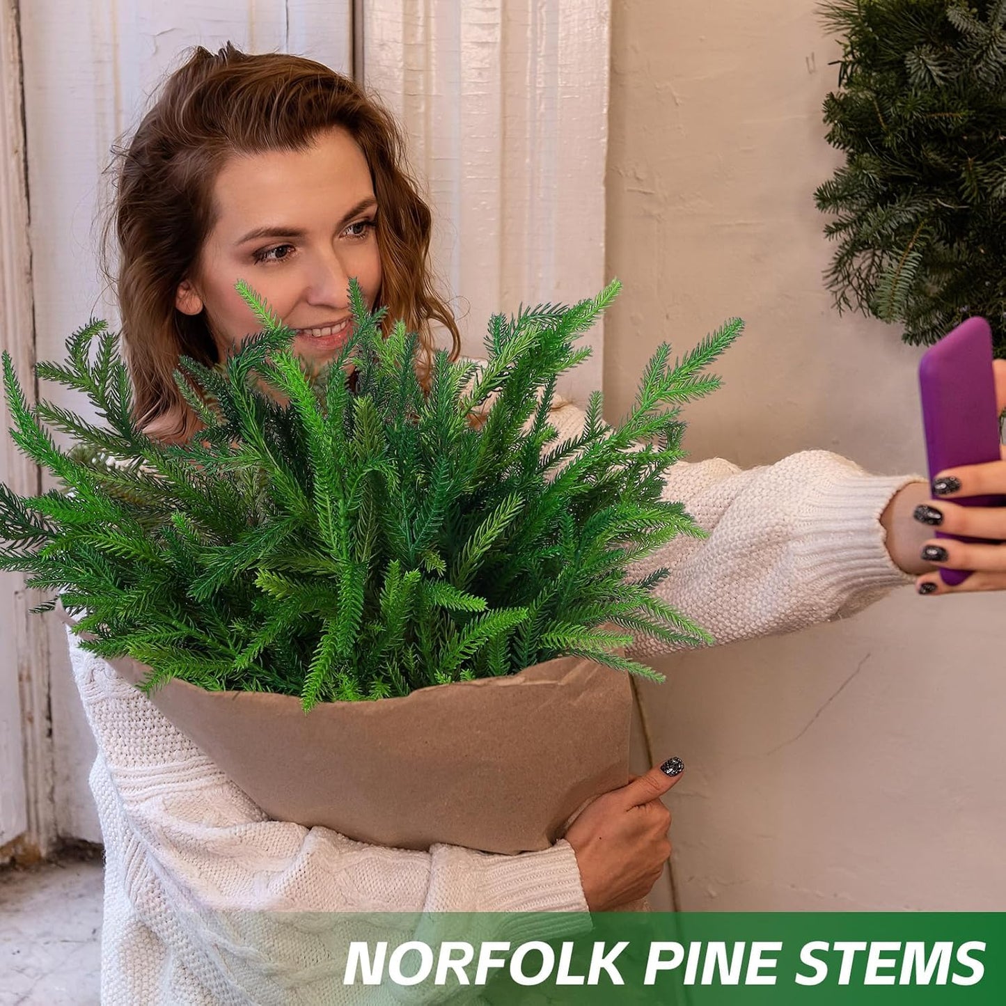 Naotstore - Natural Christmas Greenery-Norfolk Pine Branch