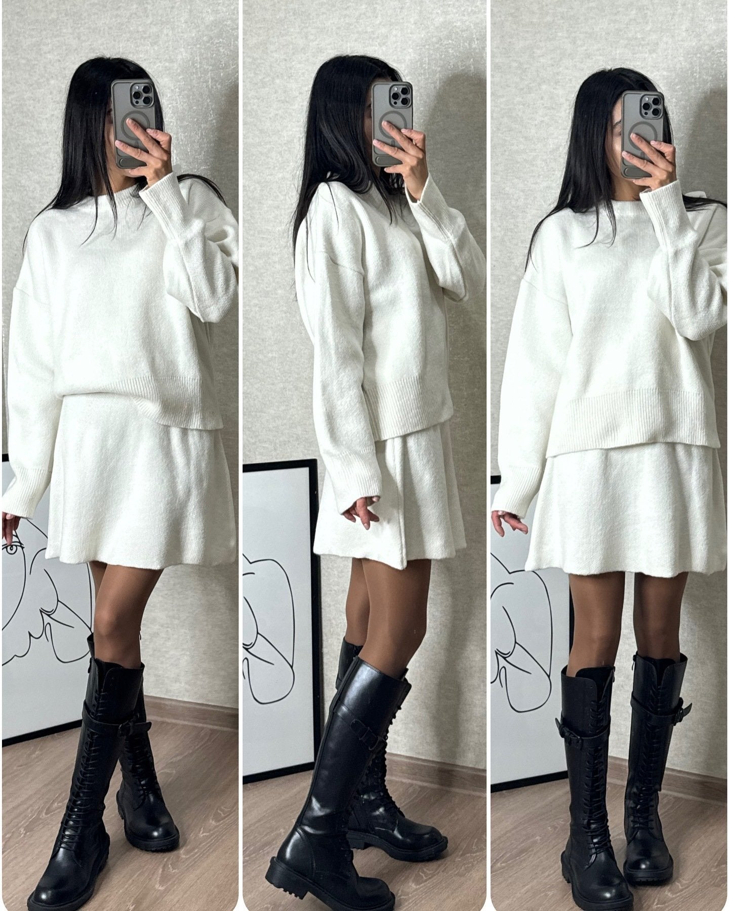 Naotstore - Knitted skirt suit