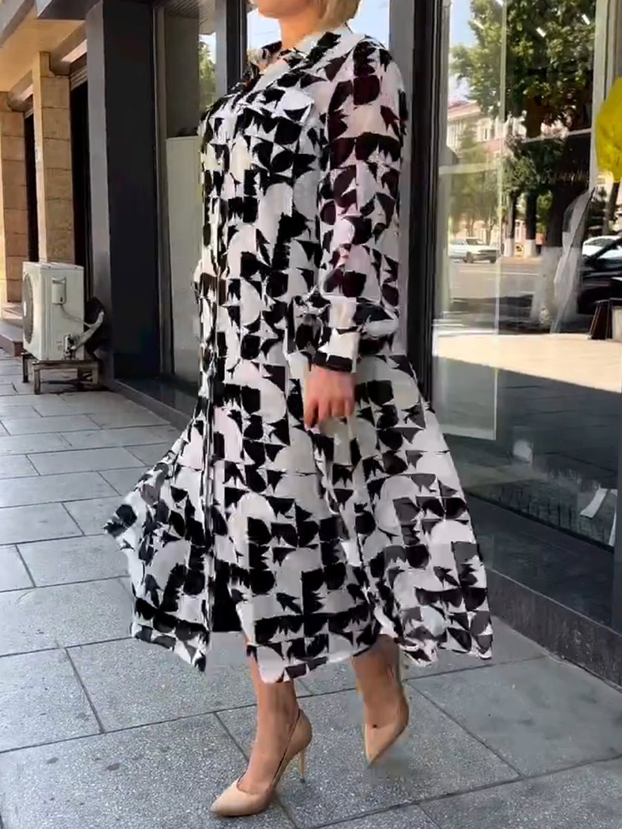 Naotstore - Classic Black White Shirt Dress