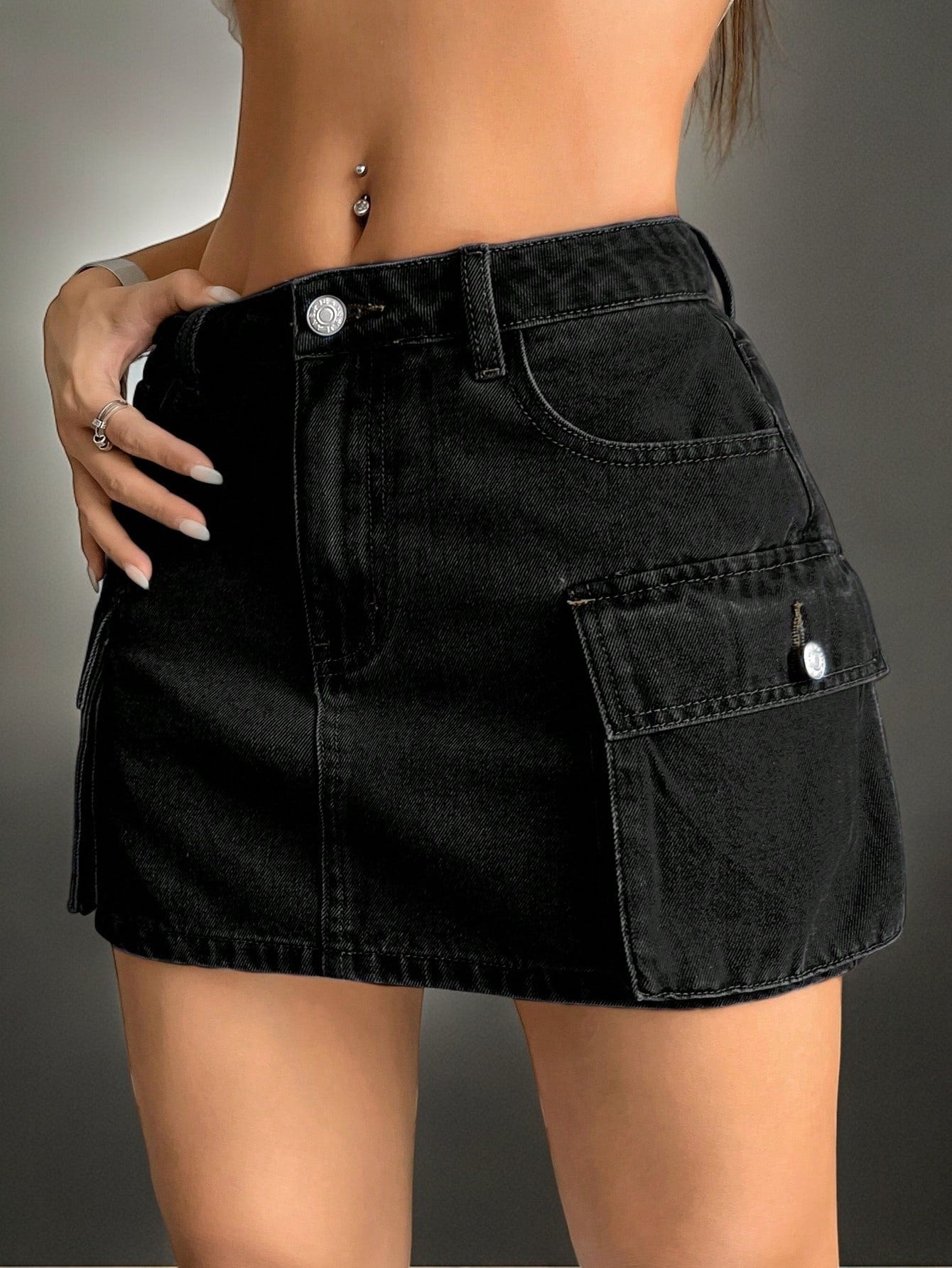 Naotstore - ins style street solid color low waist slim hip skirt