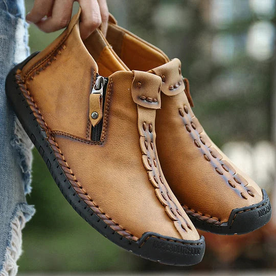 Naotstore - Men's Shoes new large size zipper outdoor leisure hand-sewn tooling boots