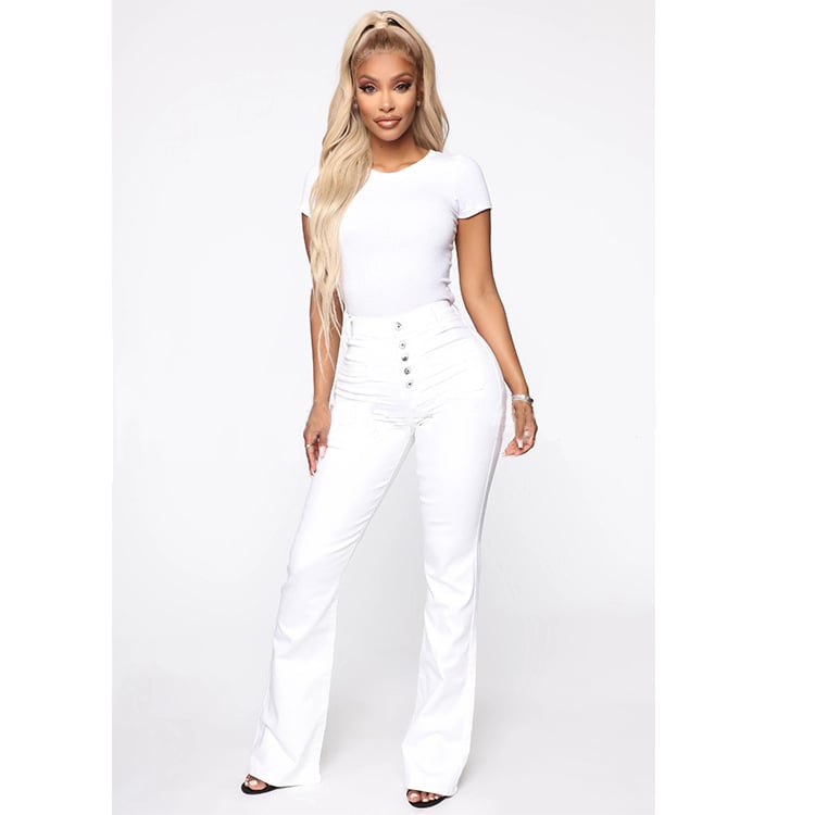 Naotstore - Button Fly Booty Shaping High Waist Flare Jeans