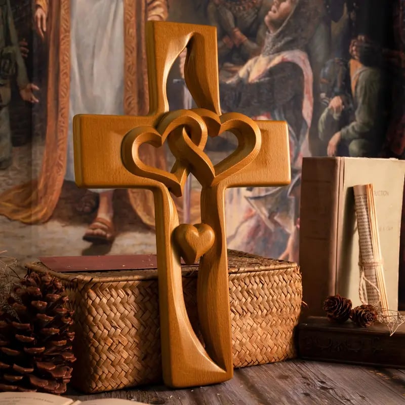 Naotstore - ✝️Intertwined Heart Wooden Cross(6.3*9.8 in)