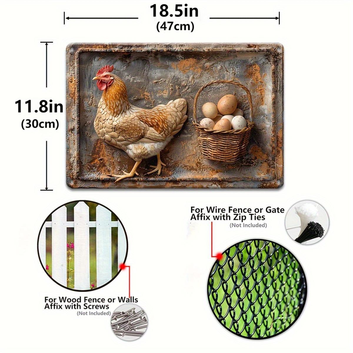 Naotstore - Vintage Chicken & Fresh Eggs Metal Sign - Rustic Wall Decor