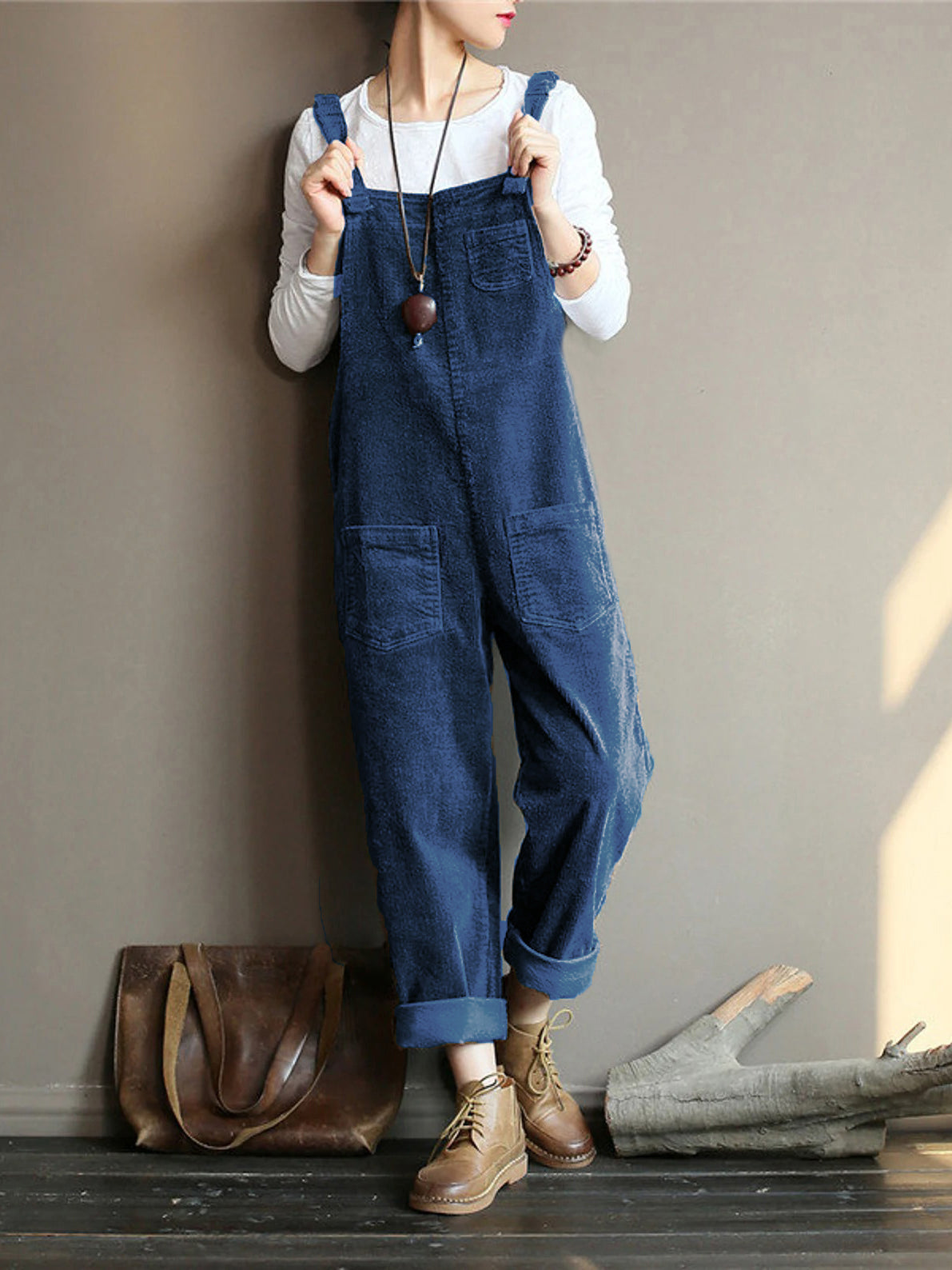 Naotstore - Wide Leg Corduroy Overalls