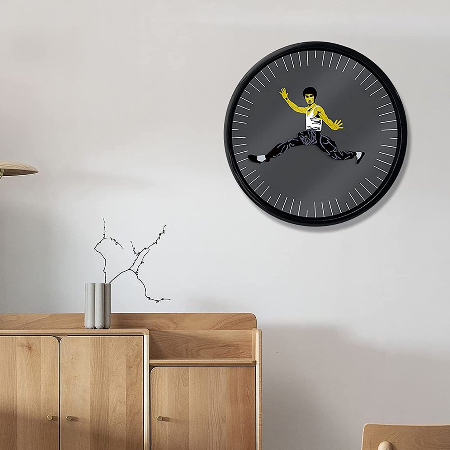 Naotstore - Kung Fu Wall Clock Bruce Lee Home Decoration Personality Creative Round Clock