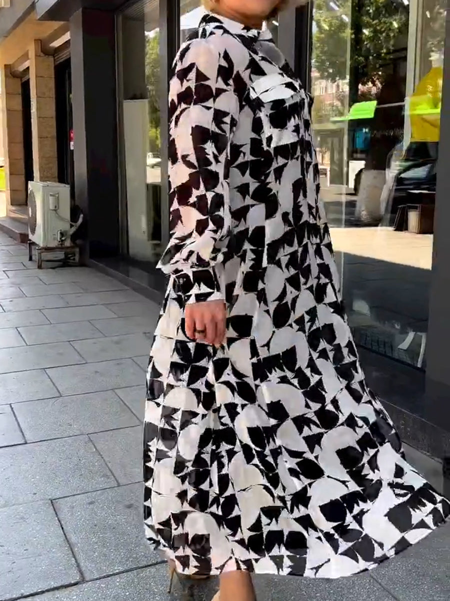 Naotstore - Classic Black White Shirt Dress