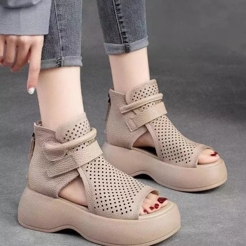 Naotstore - Newest Women's Retro Soft PU Leather Sandalias