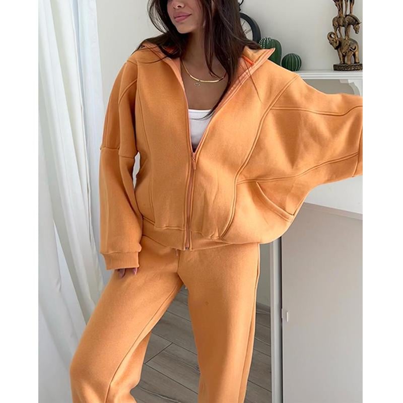 Naotstore - Triple Threaded High-Neck Casual Sportswear 2-piece set