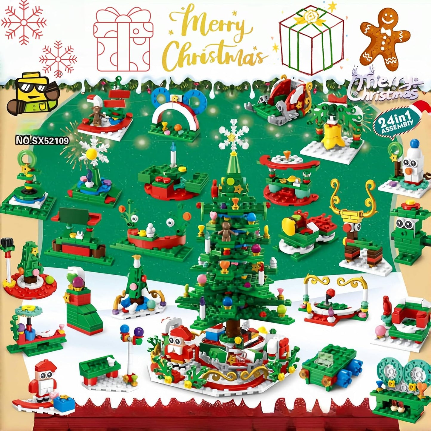 Naotstore - Advent Calendar 2024 Christmas Tree Building Blocks