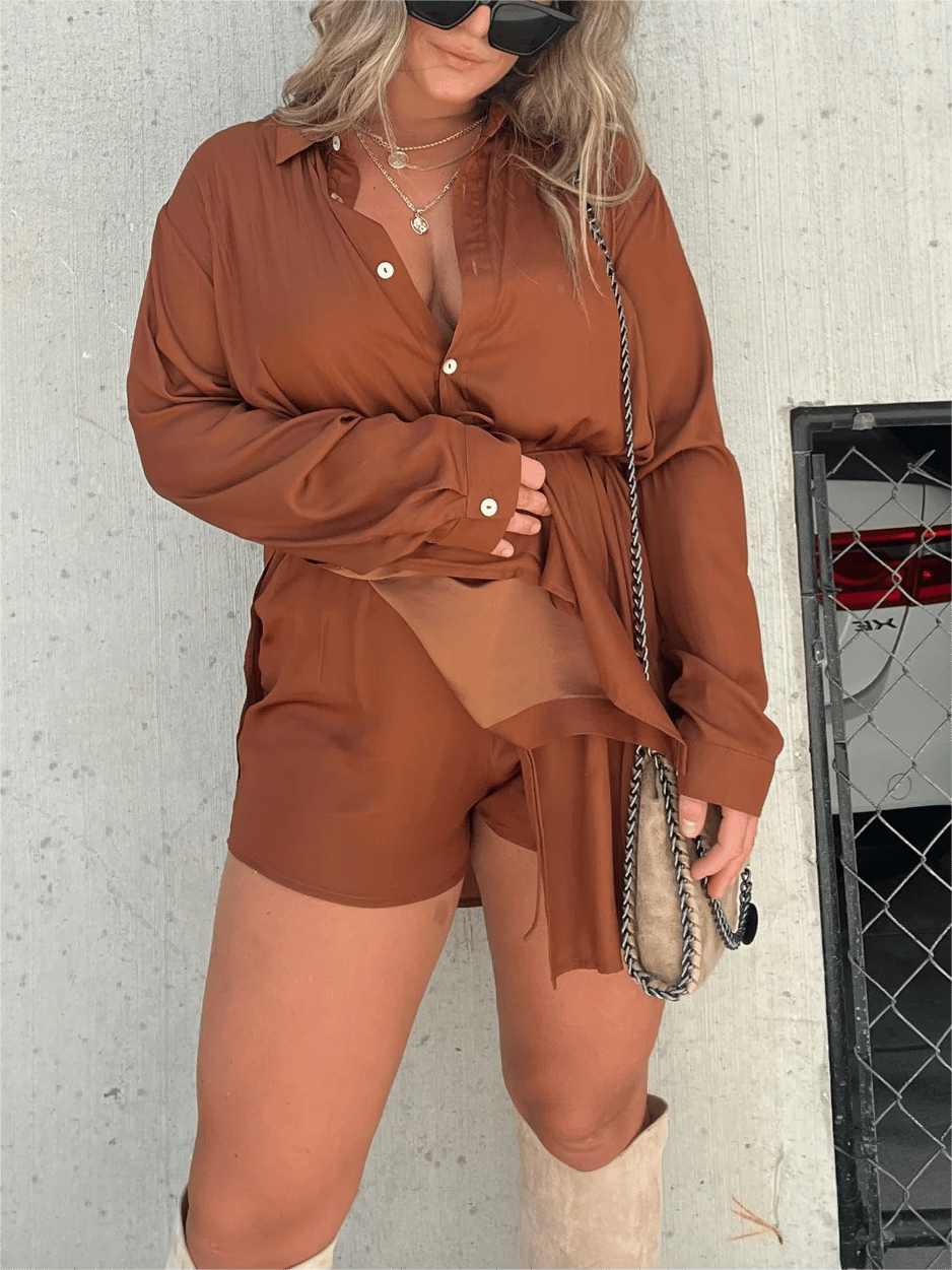 💥Hottest items this month - Versatile must-have women's solid color long-sleeved shirt set - naotstore
