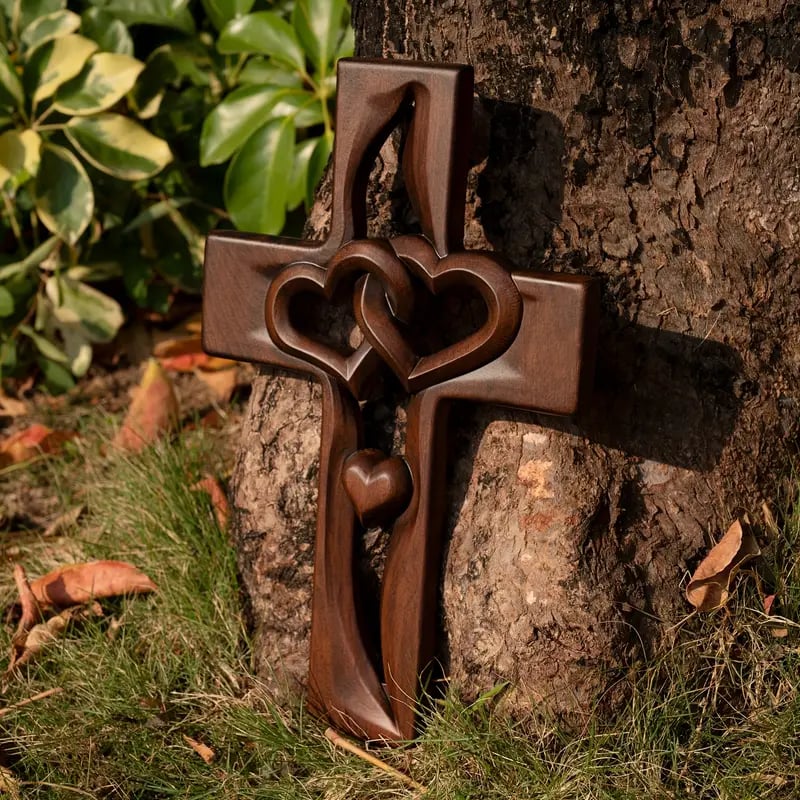 Naotstore - ✝️Intertwined Heart Wooden Cross(6.3*9.8 in)