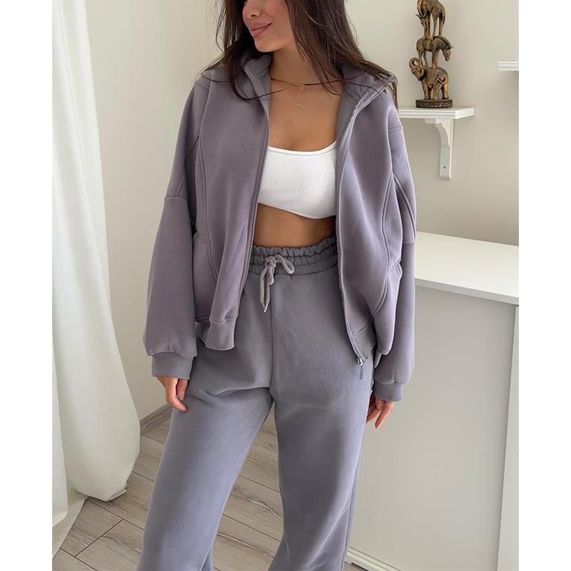 Naotstore - Triple Threaded High-Neck Casual Sportswear 2-piece set