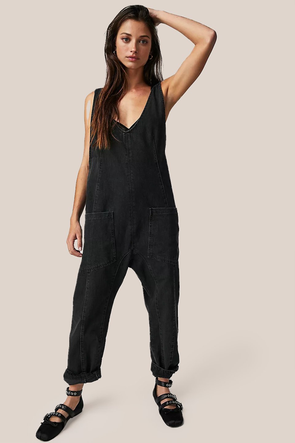 Naotstore - Denim Jumpsuit With Pockets
