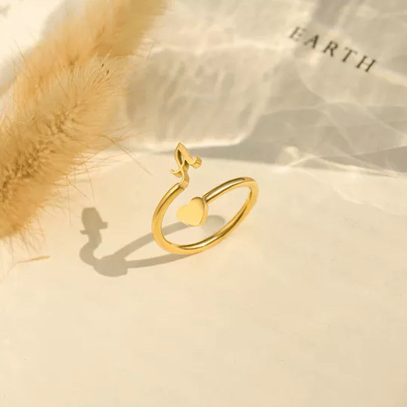 Dainty Initial Heart Ring - naotstore